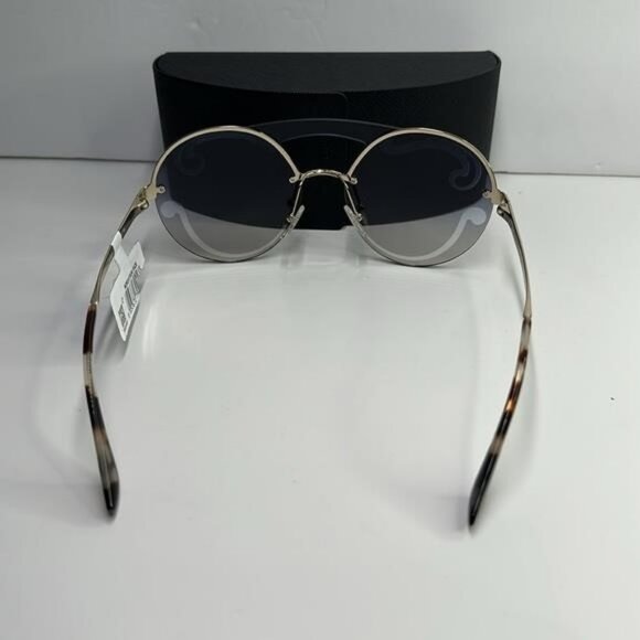 New Authentic Prada Gray and Gold Geometric Sunglasses main image 5